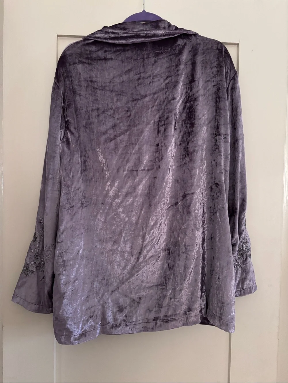Free People Very RARE Crushed Velvet Pajama Set - Lilac Silver Gray - Picture 7 of 16